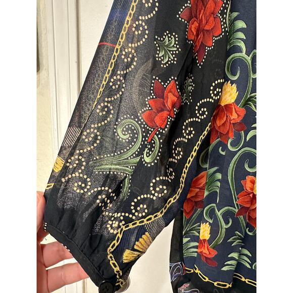 Farm Rio Black Mixed Arabesque Scarves Long Sleeve Mini Dress Size XS NWT Chic - Picture 10 of 16